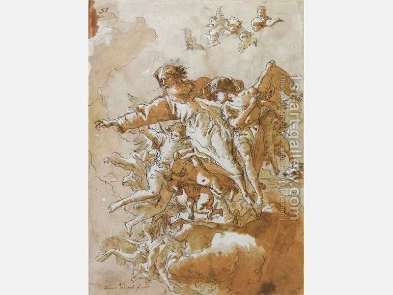 God the Father in the Clouds supported by Angels and Putti by Giovanni Domenico Tiepolo